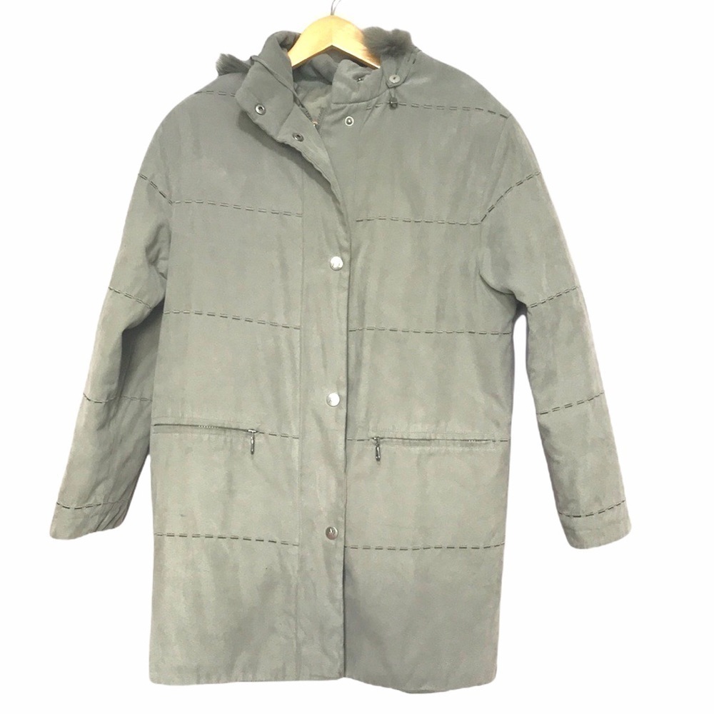 Luba Sage Green Microsuede Embroidered Coat 6